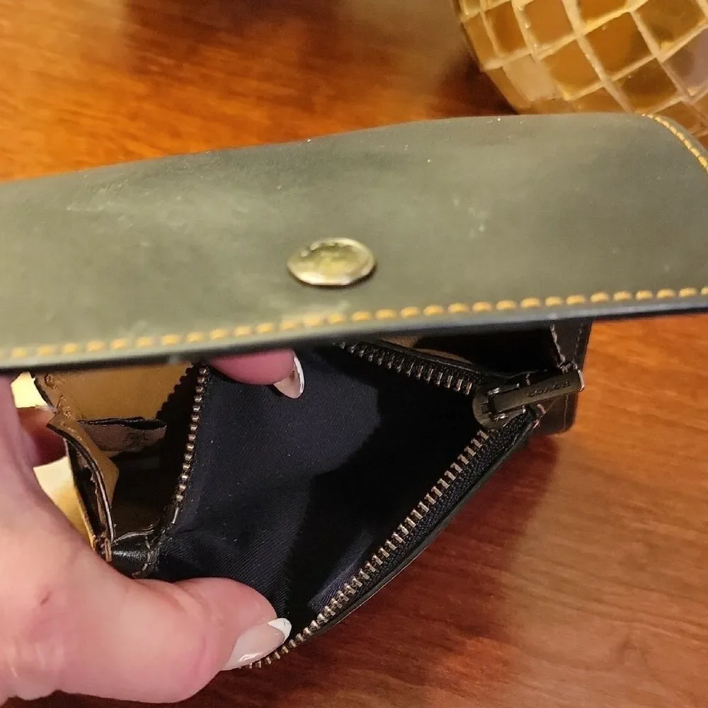 Coach Dark Leather Key Holder and Card Wallet
